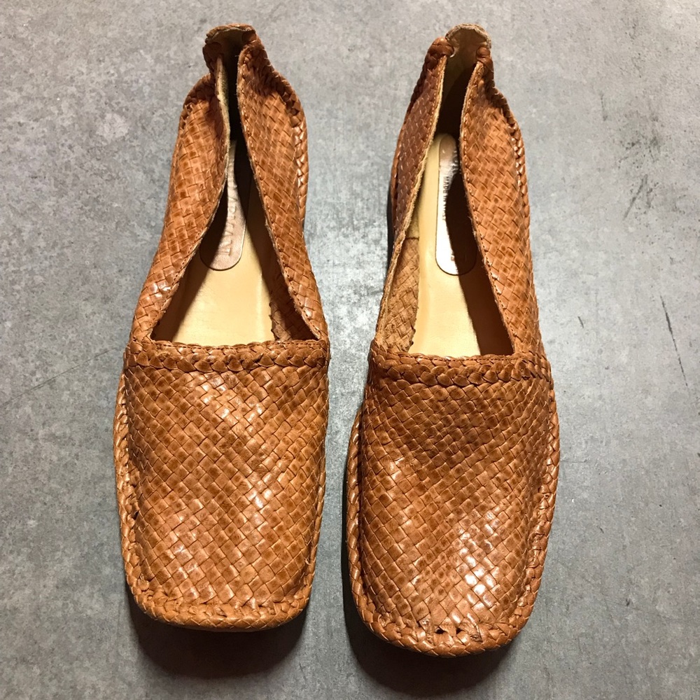 Giorgio Armani Square Toe Woven Flats 39.5